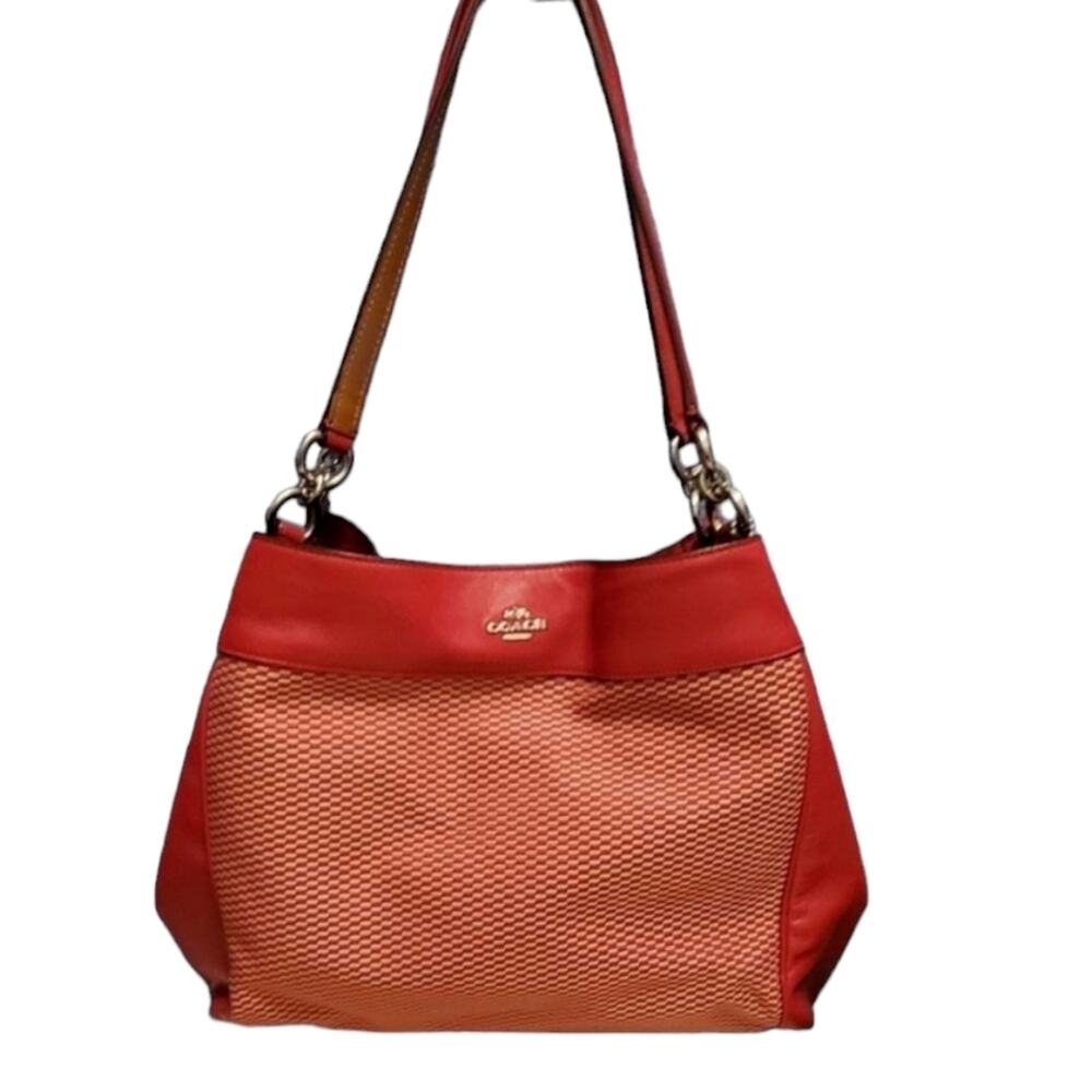 Coach F57540‎ Legacy Jacquard Lexy Shoulder Bag Milk Bright Pink - Picture 6 of 16